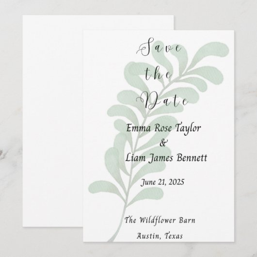 Muted Vines Save the Date Card Einladung (Vorne/Hinten)