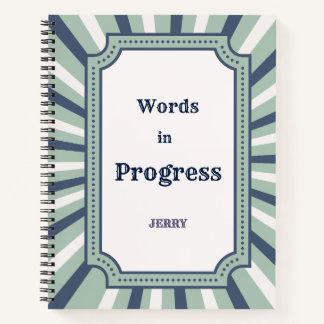 Muted Vintage Circus Stripes in Sage Blue & Cream Notizblock