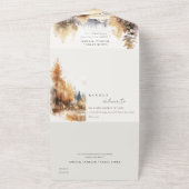Muted Watercolor Fall Autumn Landscape Wedding All In One Einladung (Außenbereich)