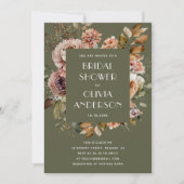 Mutes Olive Green Brautparty | Woodland Boho Einladung (Vorderseite)