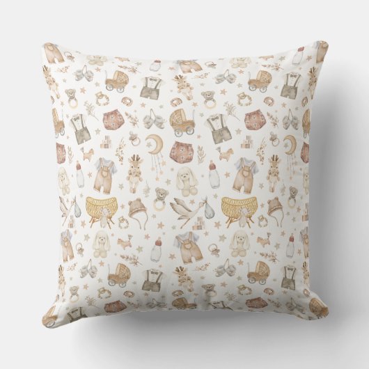 Mutete neutrale Boho Baby Boy Kinderzimmer Geburts Kissen (Rückseite)