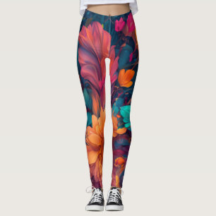 Muticolored Whimsical Floral Romantic Künstlerisch Leggings