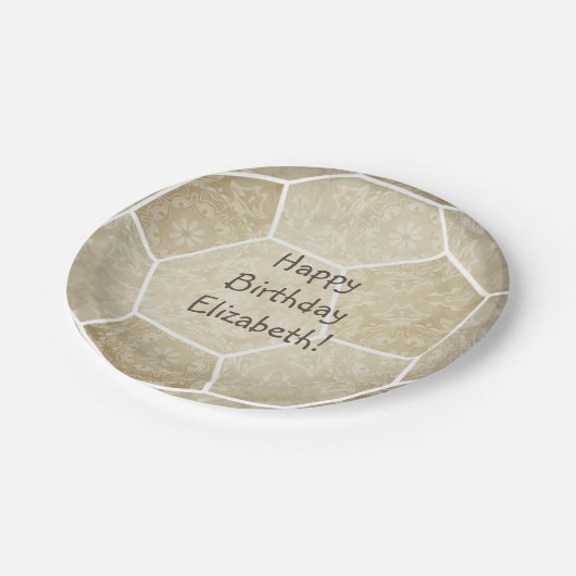 mutierte Geburtstagsparty in Gold Pappteller (Schrägansicht)