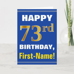 Mutig, blau, Imitat-Gold73. Geburtstag mit Karte