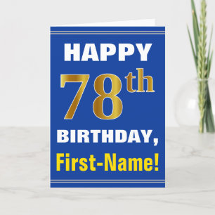 Mutig, blau, Imitat-Gold78. Geburtstag mit Karte
