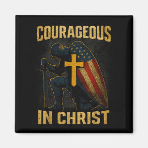 Mutig in Christus Ritterkreuz Patriotisches USA-Fl Magnet