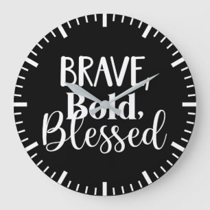 Mutig, mutig, gesegnet - Fitnessraum, Hustle, Erfo Große Wanduhr