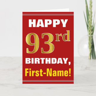 Mutig, rot, Imitat-Gold93. Geburtstag mit Karte