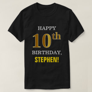 Mutig, schwarz, Imitat-Gold10. Geburtstag mit T-Shirt