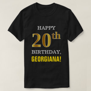 Mutig, schwarz, Imitat-Gold20. Geburtstag mit T-Shirt