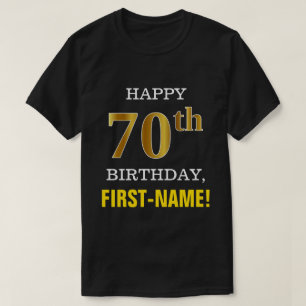Mutig, schwarz, Imitat-Gold70. Geburtstag mit T-Shirt