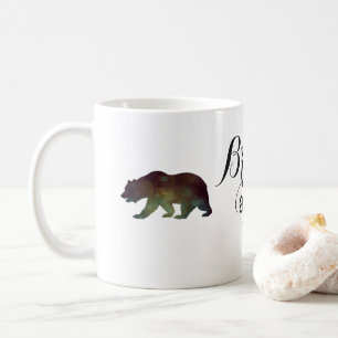 Mutig wie ein Bär Wasserfarbe Typografie Kaffeetasse