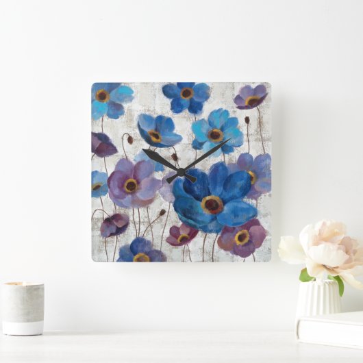 Mutige Anemonen Quadratische Wanduhr (Zuhause)