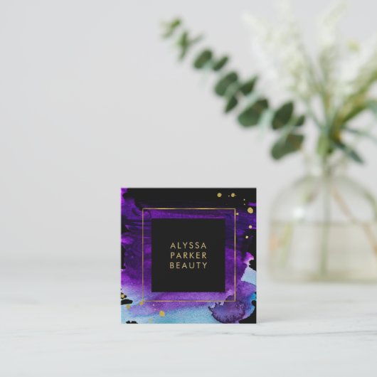 Mutige Aquarell-Spritzen-Gewohnheit Quadratische Visitenkarte (Stehend Vorderseite)