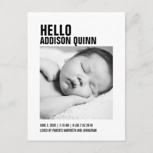 Mutige Baby-Foto-Geburts-Mitteilungs-Postkarte Ankündigungspostkarte