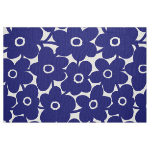 Mutige Blumen - tiefes Marine-Blau Stoff