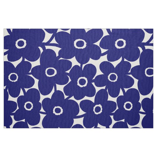Mutige Blumen - tiefes Marine-Blau Stoff (Fat Quarter (45,7 x 55,9 cm))