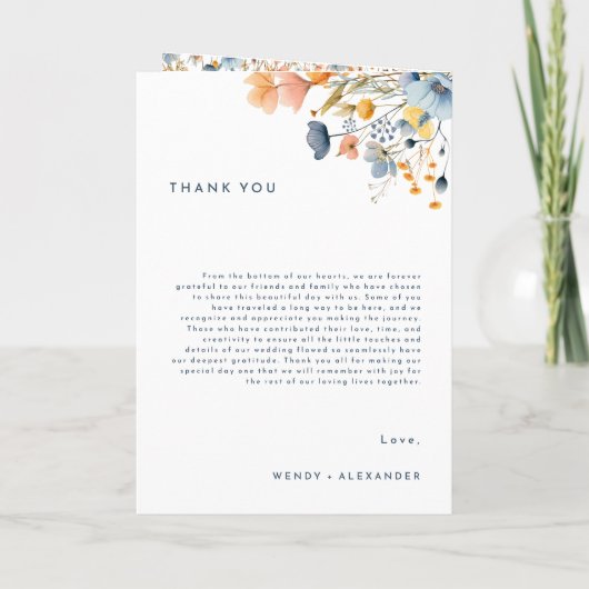 mutige, elegante blumengeschliffene Hochzeit Programm (Rückseite)