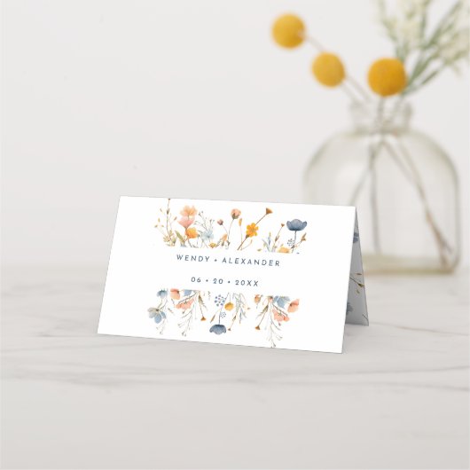 mutige, elegante Blumenwahl Platzkarte (Rückseite)