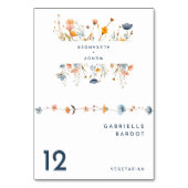 mutige elegante florale Hochzeitsfaltenbildung - P Tischnummer (Vorderseite)