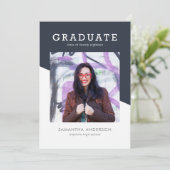 Mutige FarbAbschluss-Einladung Einladung (Stehend Vorderseite)