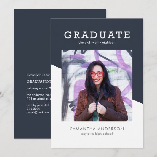 Mutige FarbAbschluss-Einladung Einladung (Vorne/Hinten)