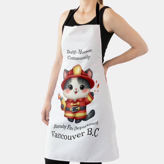 Mutige Feuerwehrkatze bereit retten! Schürze (InSitu)