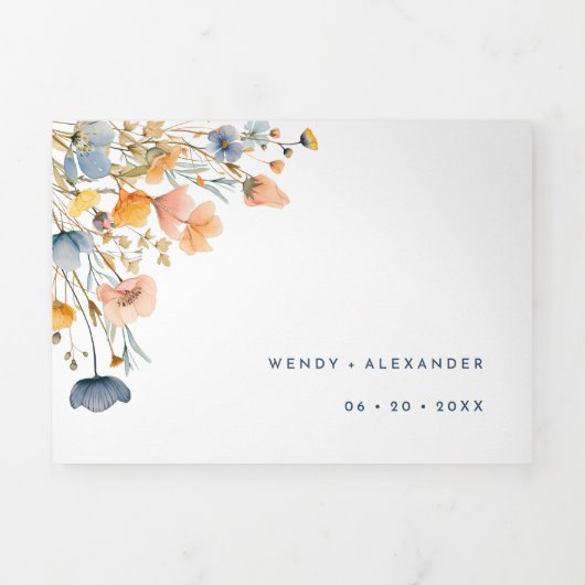 mutige florale Hochzeit in einem Dreifach Gefaltete Einladung (Cover)