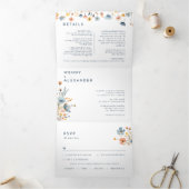 mutige florale Hochzeit in einem Dreifach Gefaltete Einladung (Innenseite)