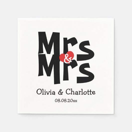 Mutige Frau und Mrs. Modern Lesbian Wedding Serviette (Vorderseite)