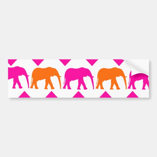 Mutige heißes Rosa-orange Elefant-Zickzack Autoaufkleber (Vorne)