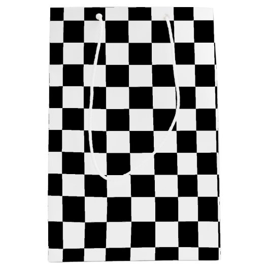 Mutige karierte Geschenk-Schwarzweiss-Tasche Mittlere Geschenktüte (Vorderseite)