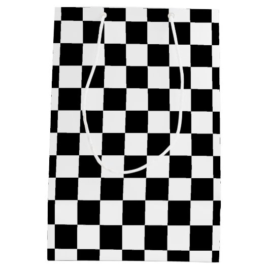 Mutige karierte Geschenk-Schwarzweiss-Tasche Mittlere Geschenktüte (Rückseite)