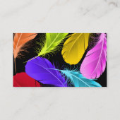 Mutige klare wilde farbige Federn auf Schwarzem Visitenkarte (Rückseite)