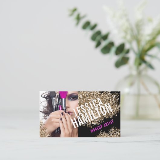 Mutige Maskenbildner-Visitenkarte-Schablone Visitenkarte (Stehend Vorderseite)