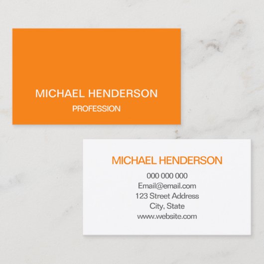 Mutige orange unbedeutende moderne Visitenkarten Visitenkarte (Vorne/Hinten)