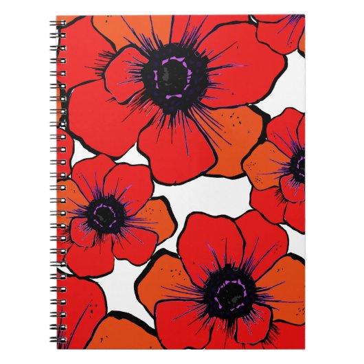 Mutige rote orange Mohnblumen Notizblock (Vorderseite)