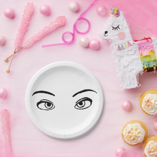 mutige Schwarz-Weiß-Illustration Pappteller (Party)