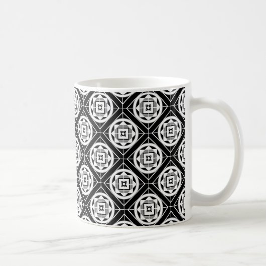 Mutige schwarze u. weiße Medalion Kaffeetasse (Rechts)