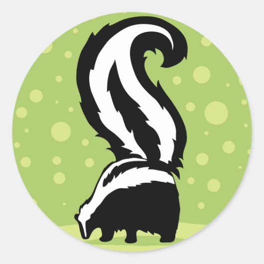 mutige Skunk-Illustration mit grünen Punkten Runder Aufkleber (Vorderseite)
