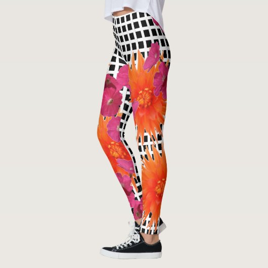 Mutiger BlumenKaro-handgemachtes Yoga keucht Leggings (Links)