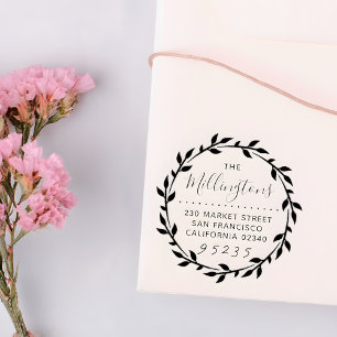 Mutiger botanischer Wreath-Skript-Name u. Permastempel