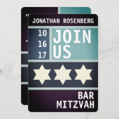 Mutiger Davidsstern Bar Mitzvah Einladung (Vorne/Hinten)