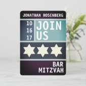 Mutiger Davidsstern Bar Mitzvah Einladung (Stehend Vorderseite)