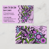 Mutiger Deko mit Blumen in der Flieder - Visitenkarte (Vorne/Hinten)