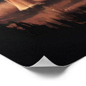 Mutiger deutscher Schäferhund bei Sunset Poster (Ecke)