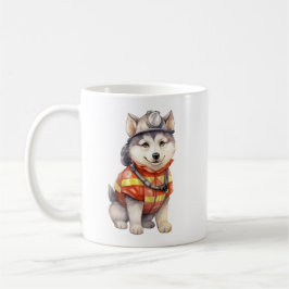 Mutiger Feuerwehrmann Sibirier Husky Hund Ehre Kaffeetasse