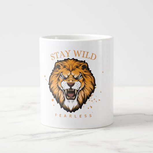 Mutiger Löwenbecher | Ästhetischer Tierkaffeebeche Jumbo-Tasse (Vorderseite)