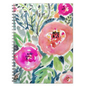 Mutiger Pfirsich-Painterly Aquarell mit Blumen Notizblock (Vorderseite)