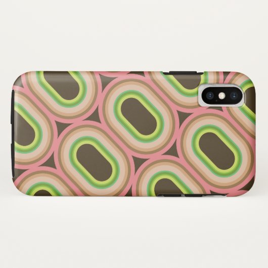 Mutiger rosa u. grüne Ring-abstrakter Case-Mate iPhone Hülle (Rückseite (Horizontal))